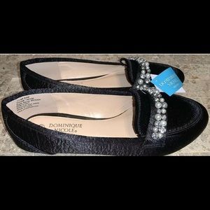 Black Flat Dress Shoes for Women w/ rhinestones
